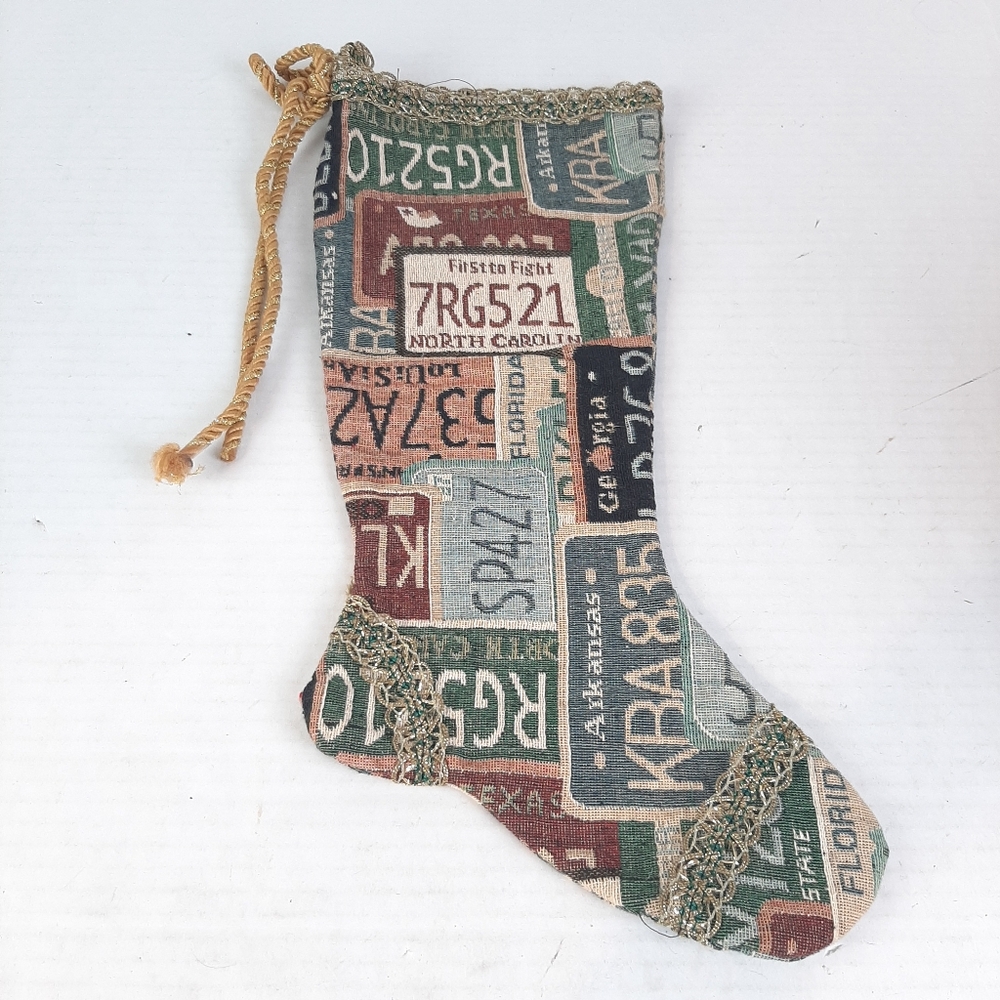 🔥Tapestry State LicensePlate Design Christmas Stocking L1